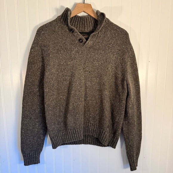 Lucky Brand Other - Lucky Brand Mens Donnegal 1/4 Button Mock Neck Pullover Gray Sweater Size Medium